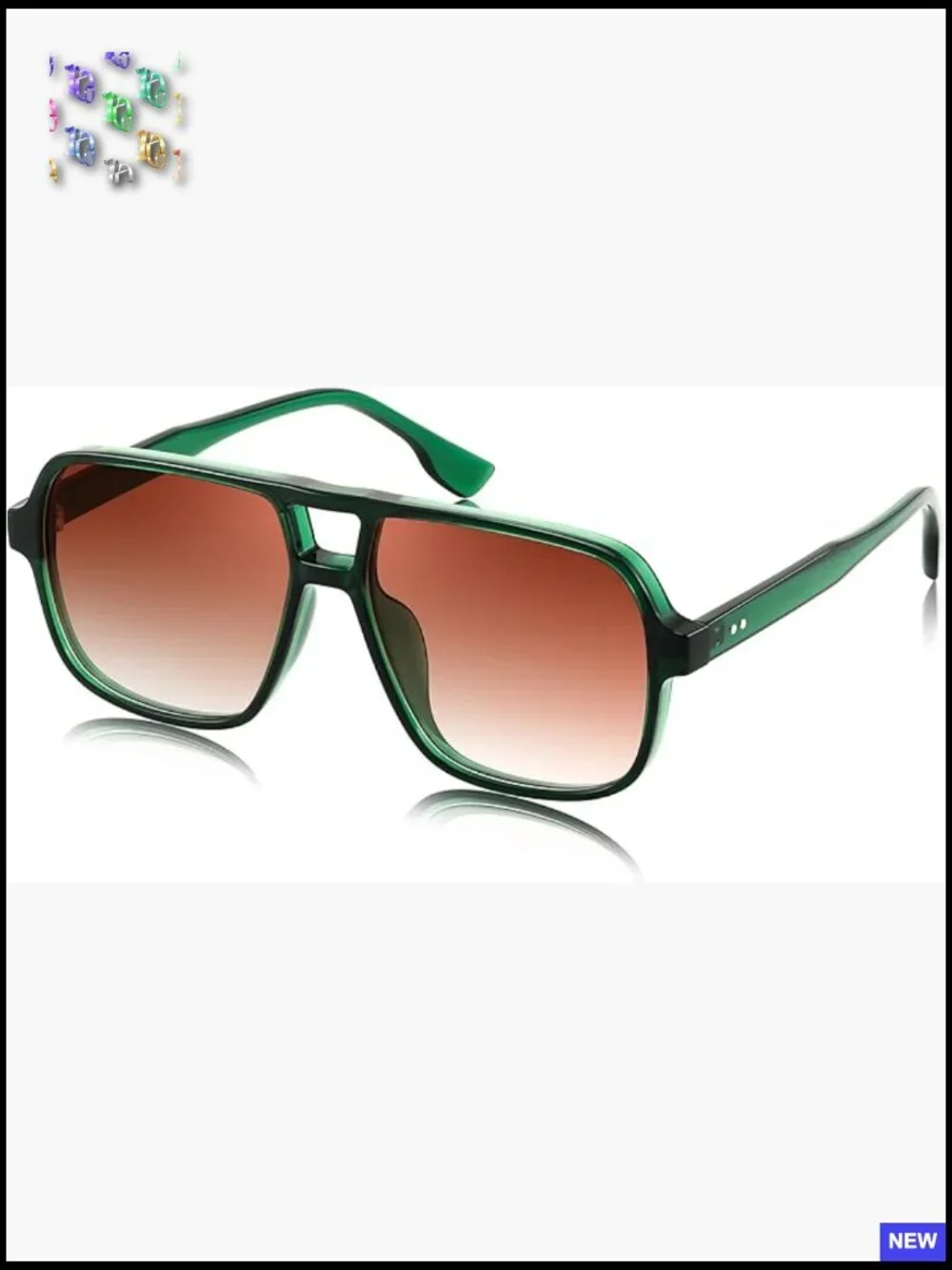 Retro Square Aviator Sunglasses Vintage 70s Plastic Frame Unisex UV400